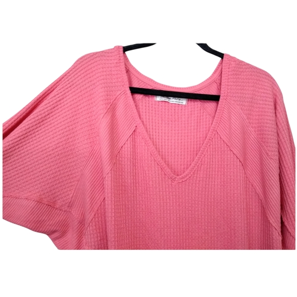 We the Free People Womens Pink Santa Clara Waffle Oversized Thermal Knit Top XS - Picture 3 of 12
